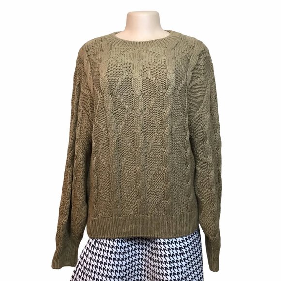 ACA Joe Olive Cable Knit Sweater NWOT - Picture 2 of 6